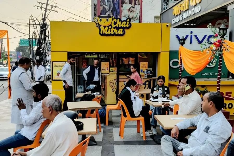ChaiMitra cafe interior — a warm, modern chai brand